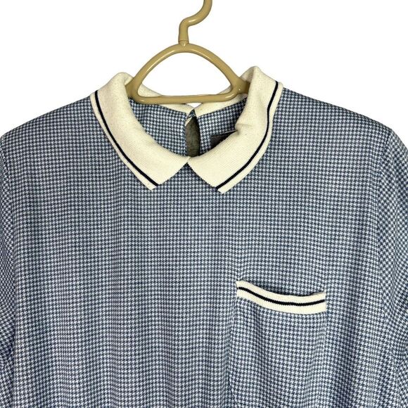 VTG Alison J. Midi Dress Womens Sz 12 Blue White Plaid 3/4 Sleeve Cottagecore - Picture 3 of 16